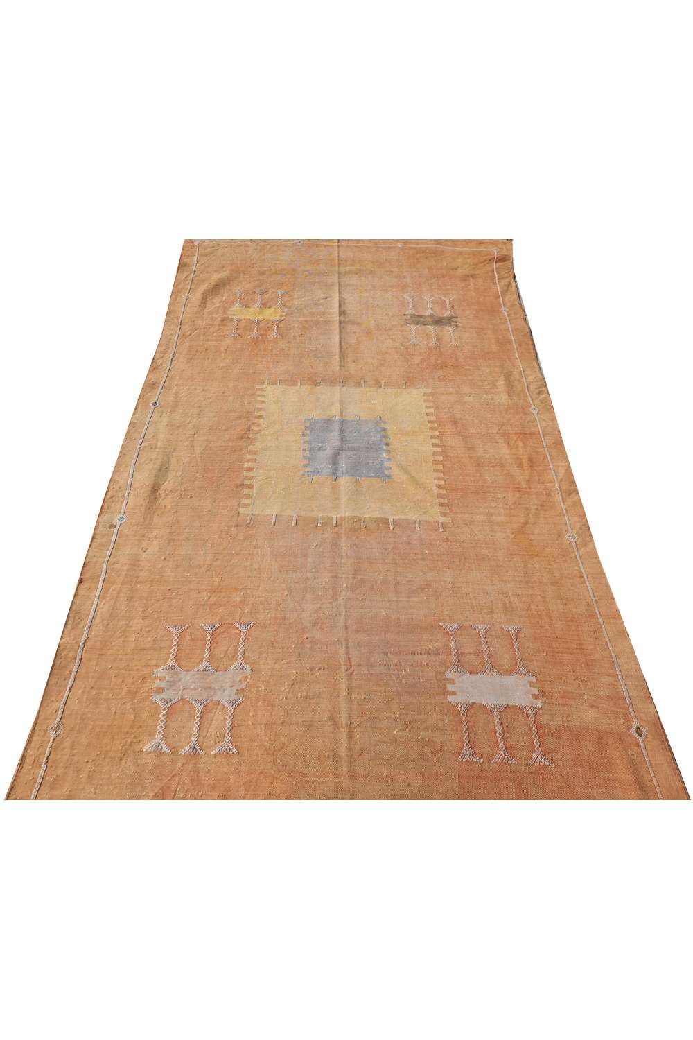 Hand Knotted Vintage Morocco Kilim Kilim Silk Area Rug 7.6 x 3.11 Ft
