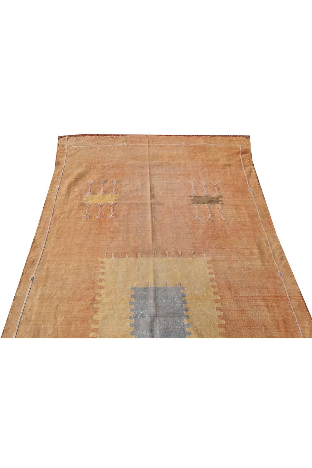 Hand Knotted Vintage Morocco Kilim Kilim Silk Area Rug 7.6 x 3.11 Ft
