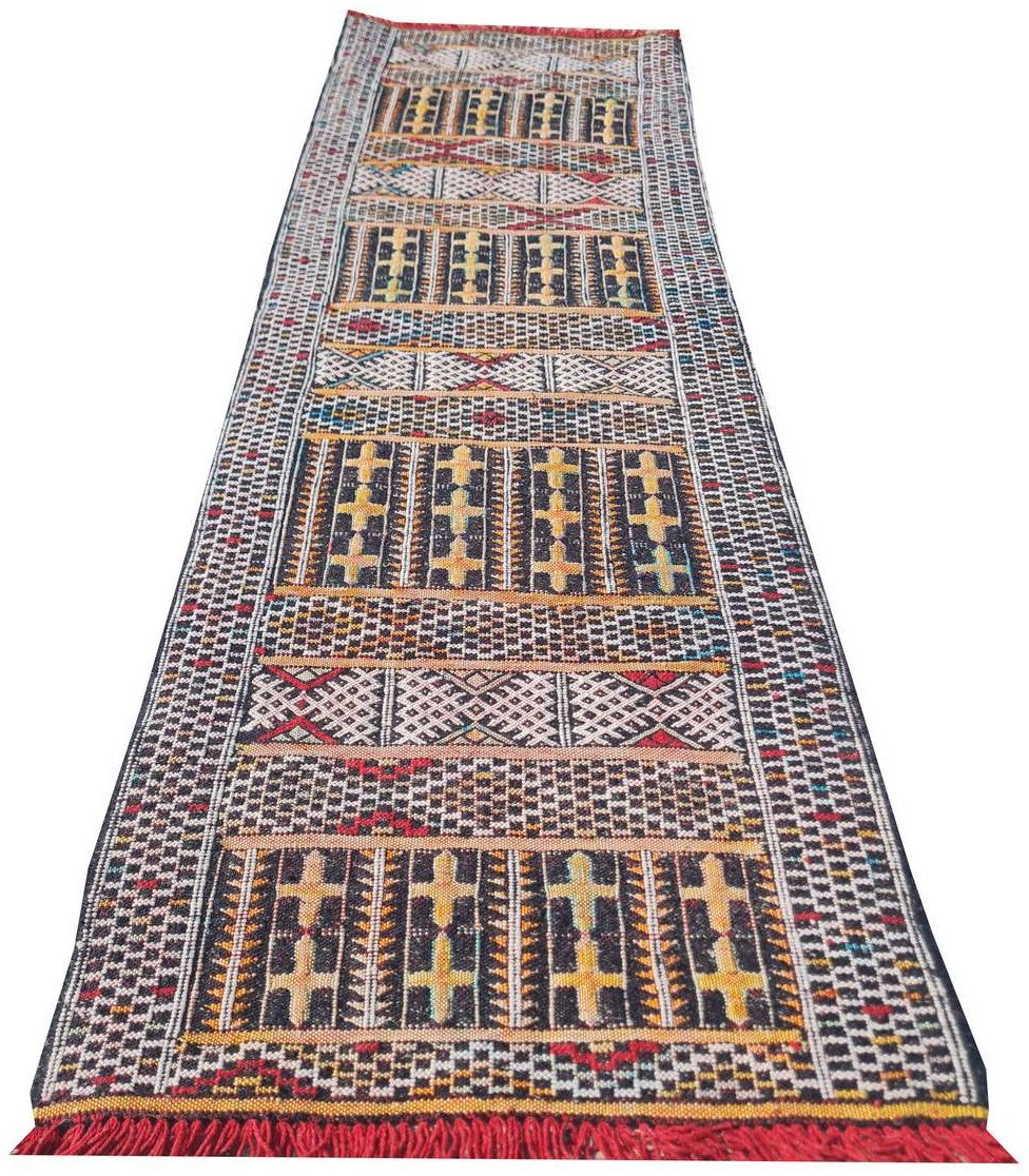 Hand Knotted Vintage Morocco Kilim Kilim Wool Area Rug 5.3 x 1.7 Ft