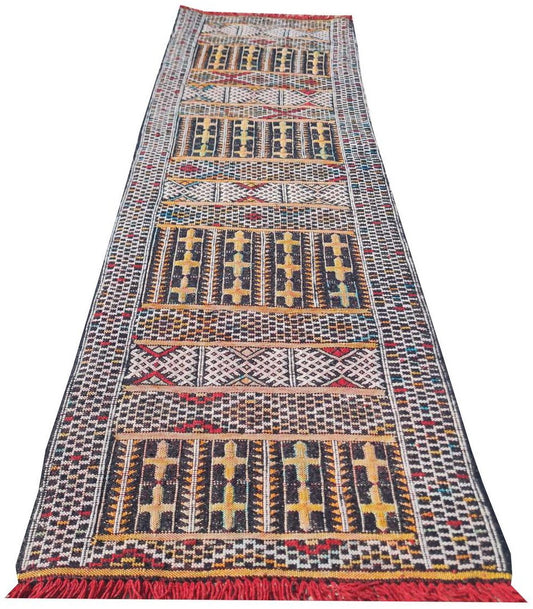 Hand Knotted Vintage Morocco Kilim Kilim Wool Area Rug 5.3 x 1.7 Ft