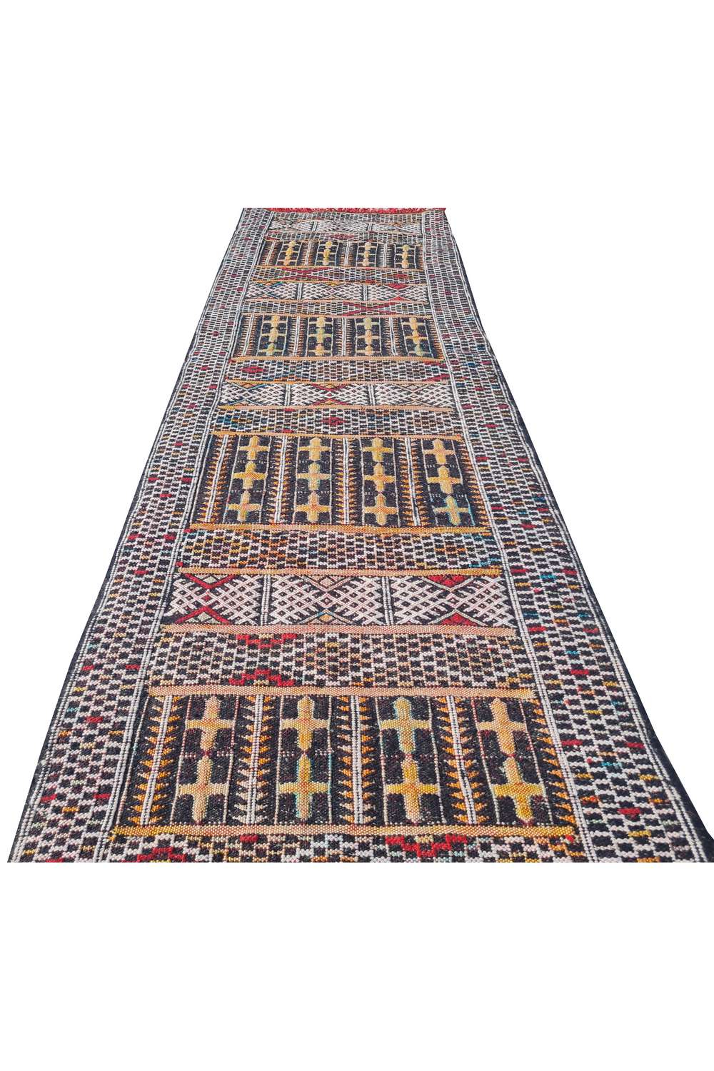 Hand Knotted Vintage Morocco Kilim Kilim Wool Area Rug 5.3 x 1.7 Ft