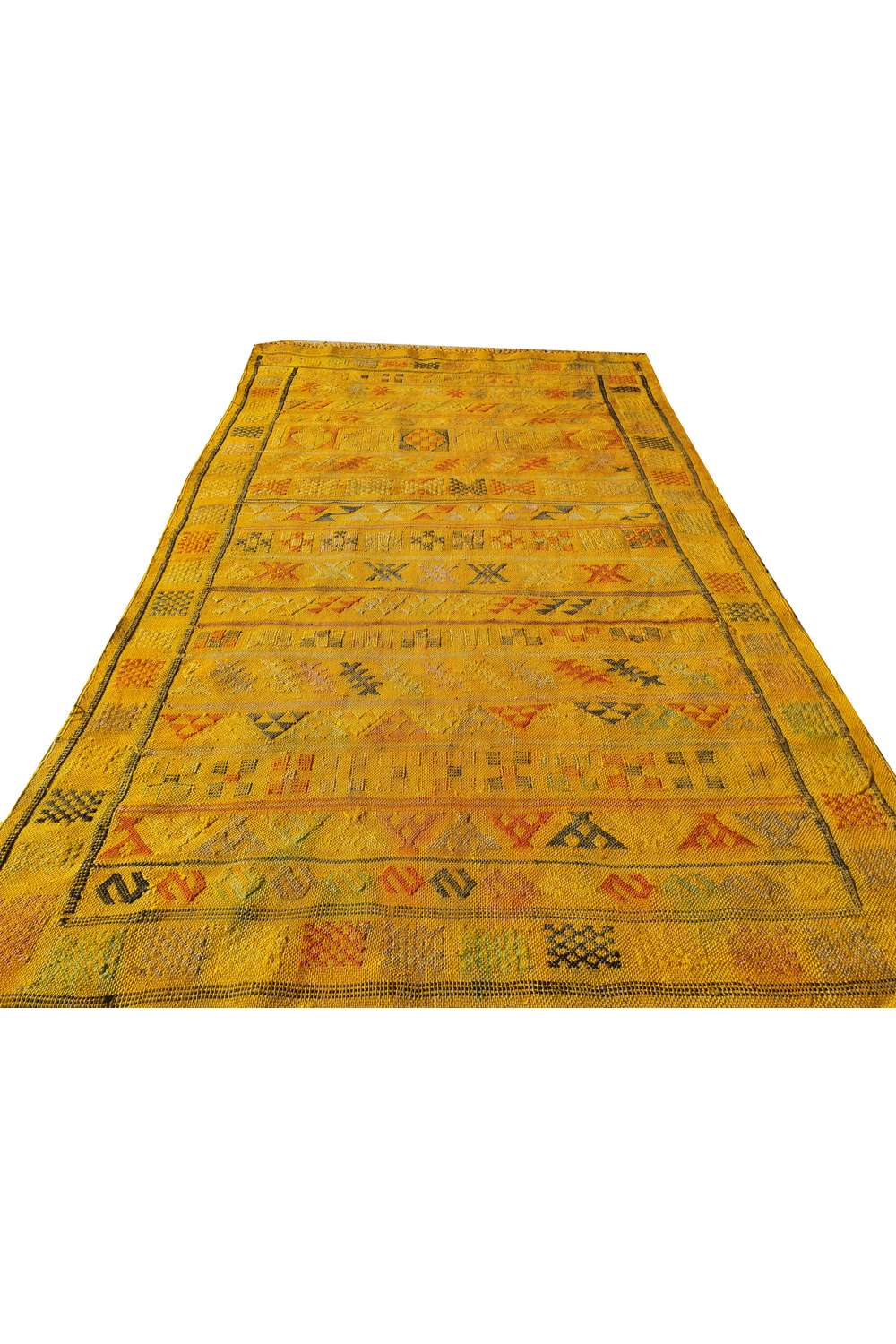 Rare Hand Knotted Vintage Morocco Sumouk Kilim Silk Area Rug 4.9 x 2.11 Ft