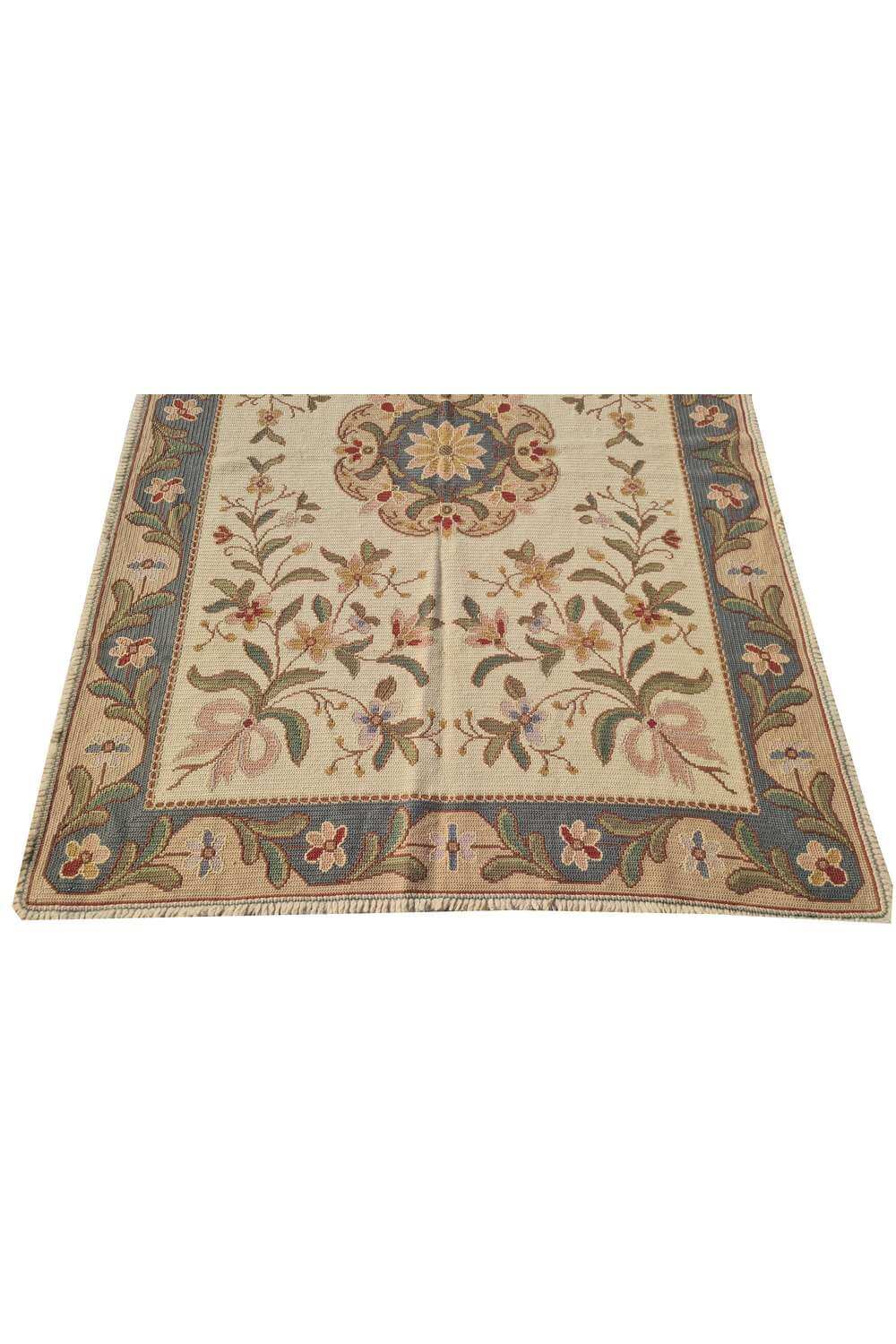 Hand Knotted Vintage Flat Weave France Kilim Kilim Wool Area Rug 7.4 x 5.2 Ft