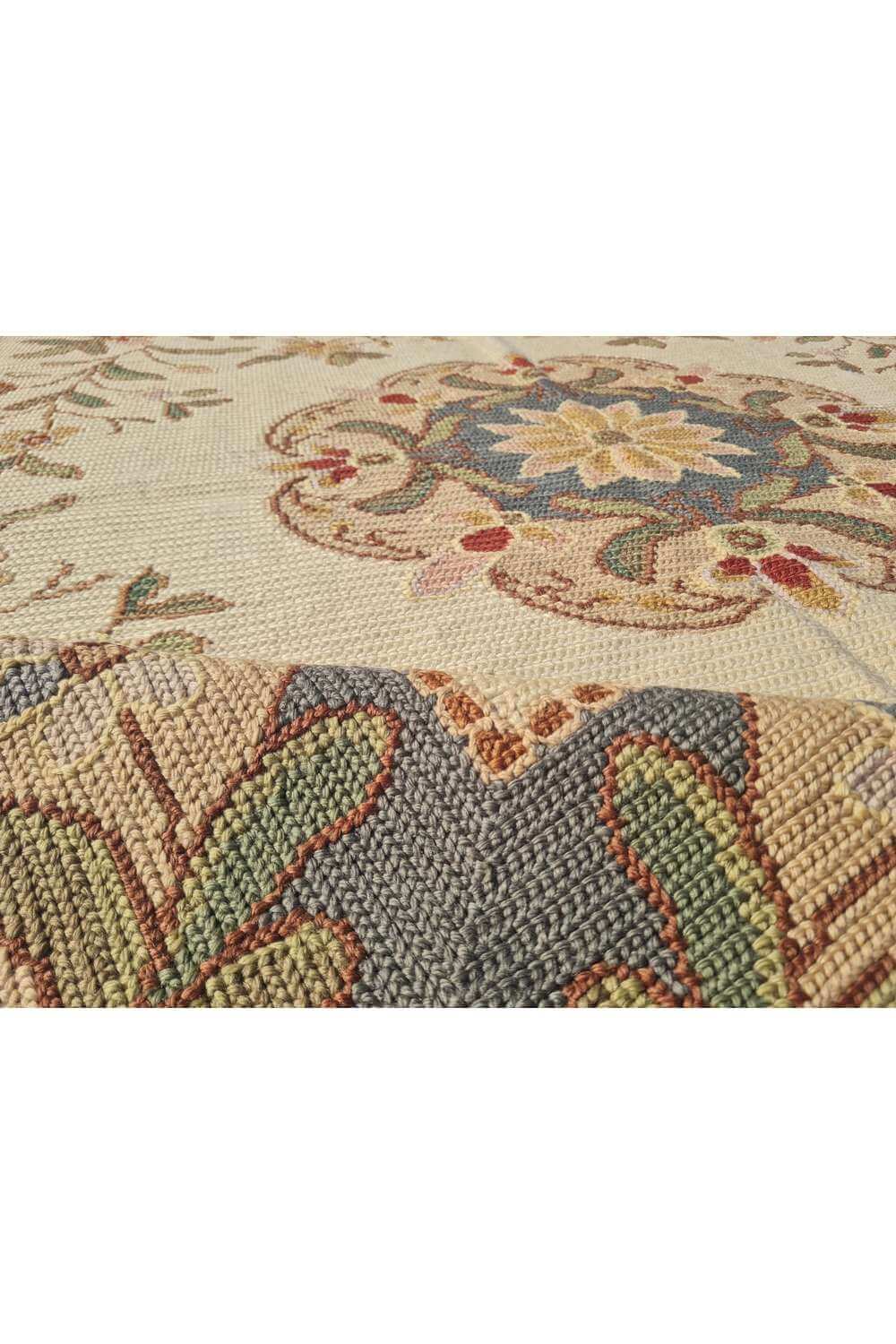 Hand Knotted Vintage Flat Weave France Kilim Kilim Wool Area Rug 7.4 x 5.2 Ft