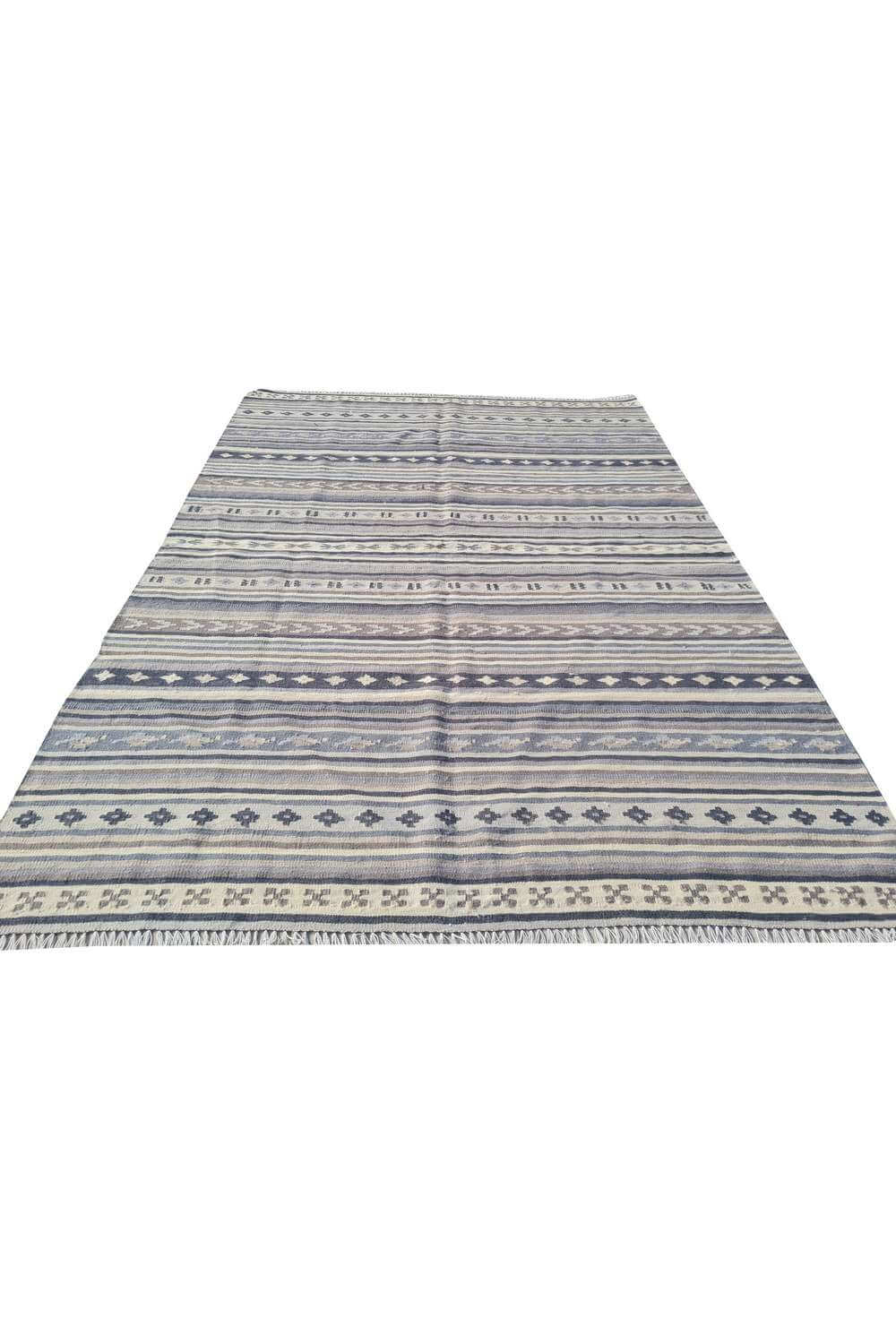 Hand Knotted Vintage Flat Weave Indo Kazak Kilim Kilim Wool Area Rug 6.5 x 4.6 Ft