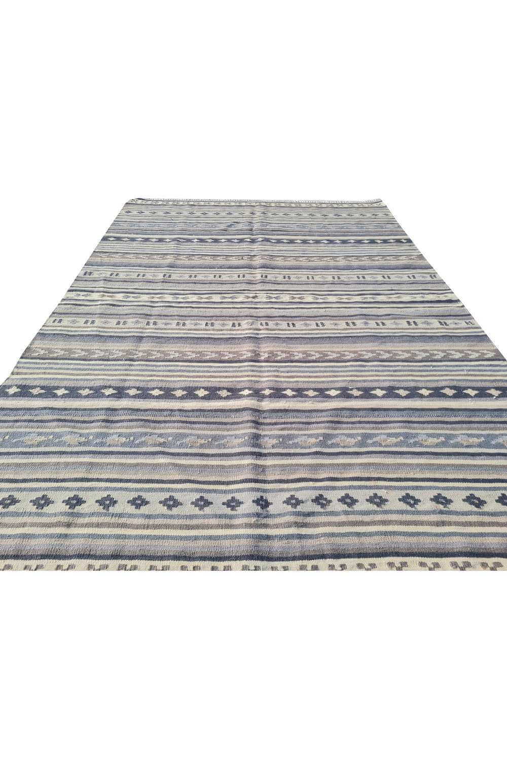 Hand Knotted Vintage Flat Weave Indo Kazak Kilim Kilim Wool Area Rug 6.5 x 4.6 Ft