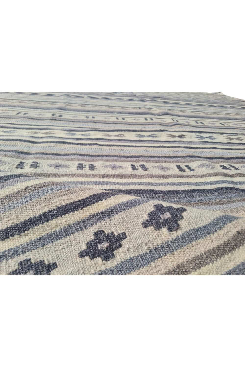 Hand Knotted Vintage Flat Weave Indo Kazak Kilim Kilim Wool Area Rug 6.5 x 4.6 Ft