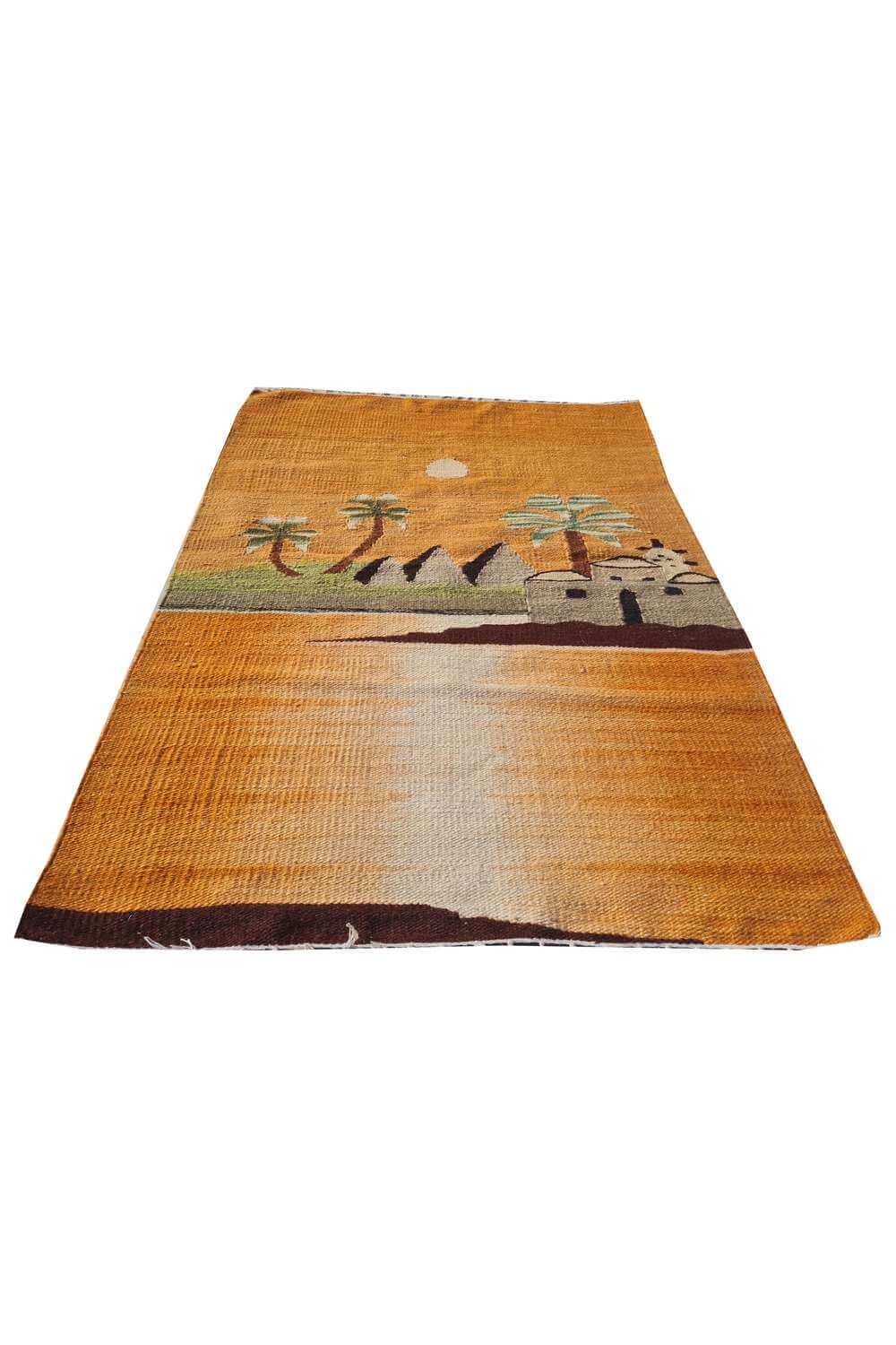 Hand Knotted Vintage Flat Weave Bulgaria Pictorial Kilim Kilim Wool Area Rug 3.5 x 2.4 Ft