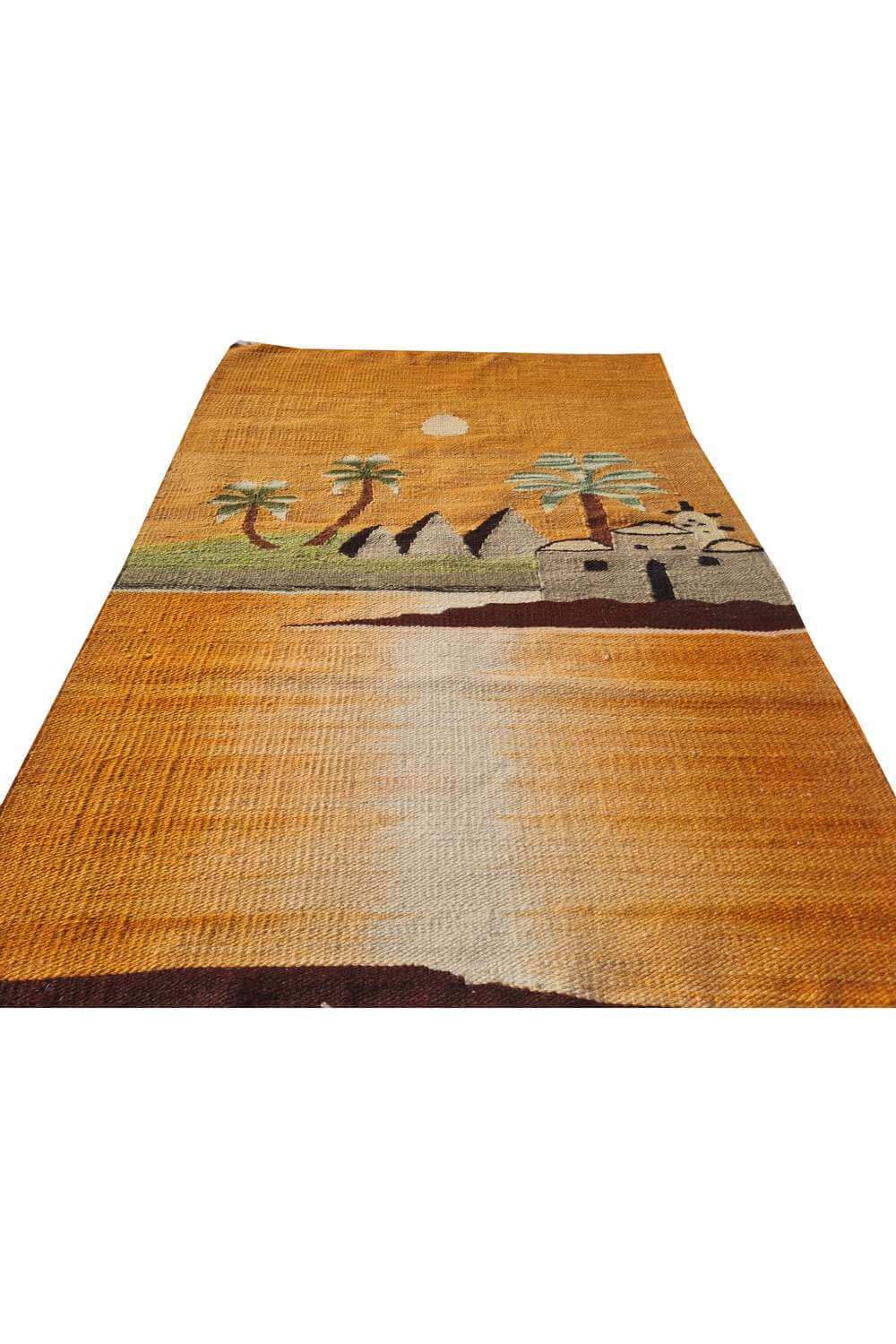Hand Knotted Vintage Flat Weave Bulgaria Pictorial Kilim Kilim Wool Area Rug 3.5 x 2.4 Ft