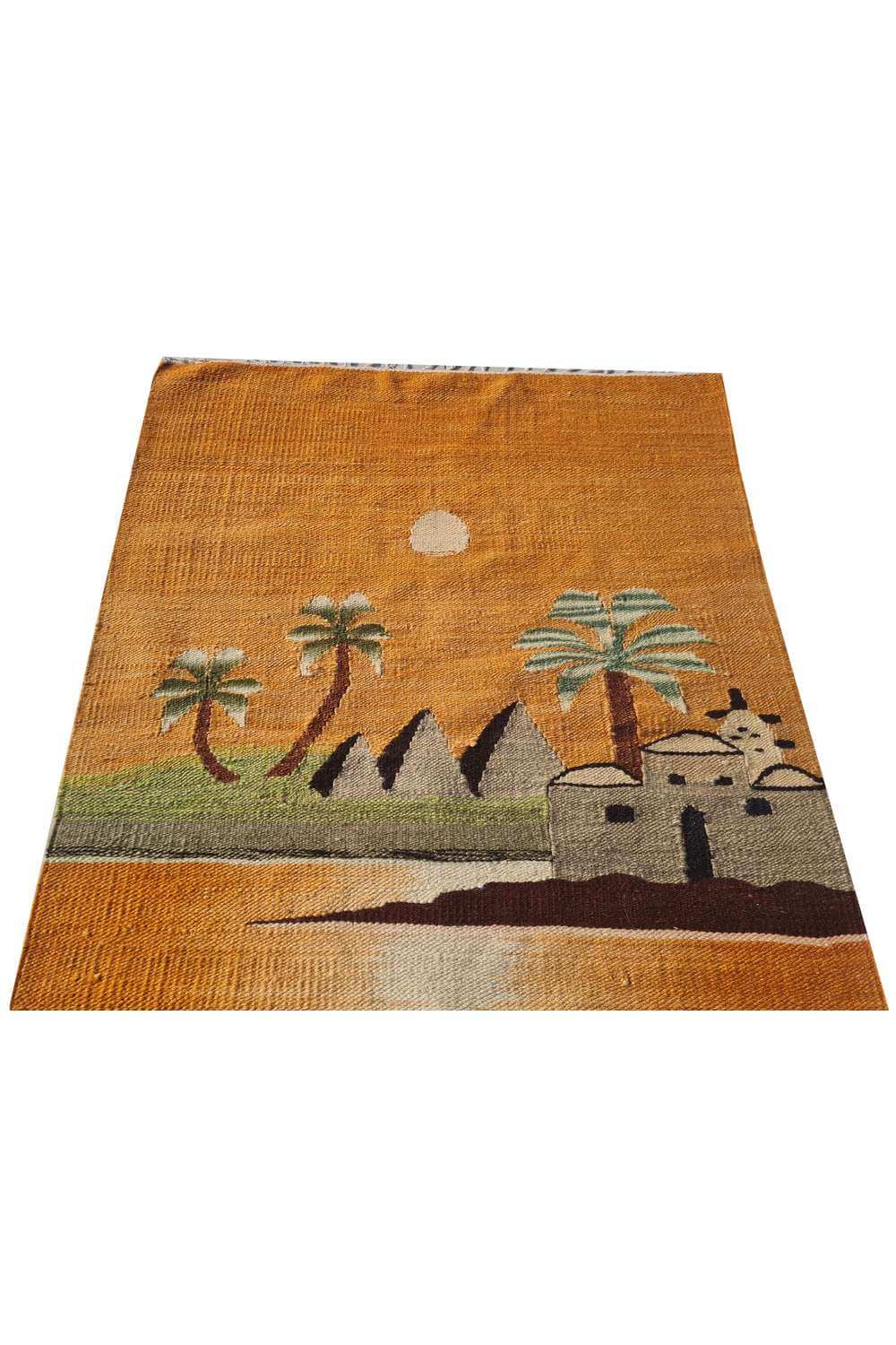 Hand Knotted Vintage Flat Weave Bulgaria Pictorial Kilim Kilim Wool Area Rug 3.5 x 2.4 Ft