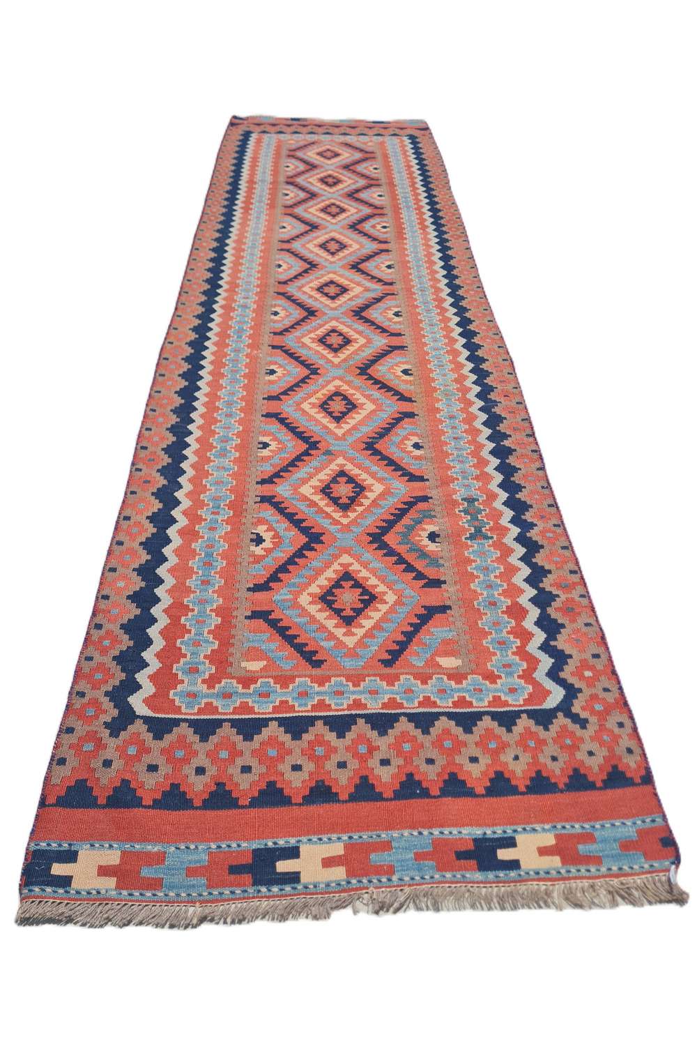 Amazing Hand Knotted Vintage Shrz Wool Area Runner Rug 9.3 x 2.5 Ft
