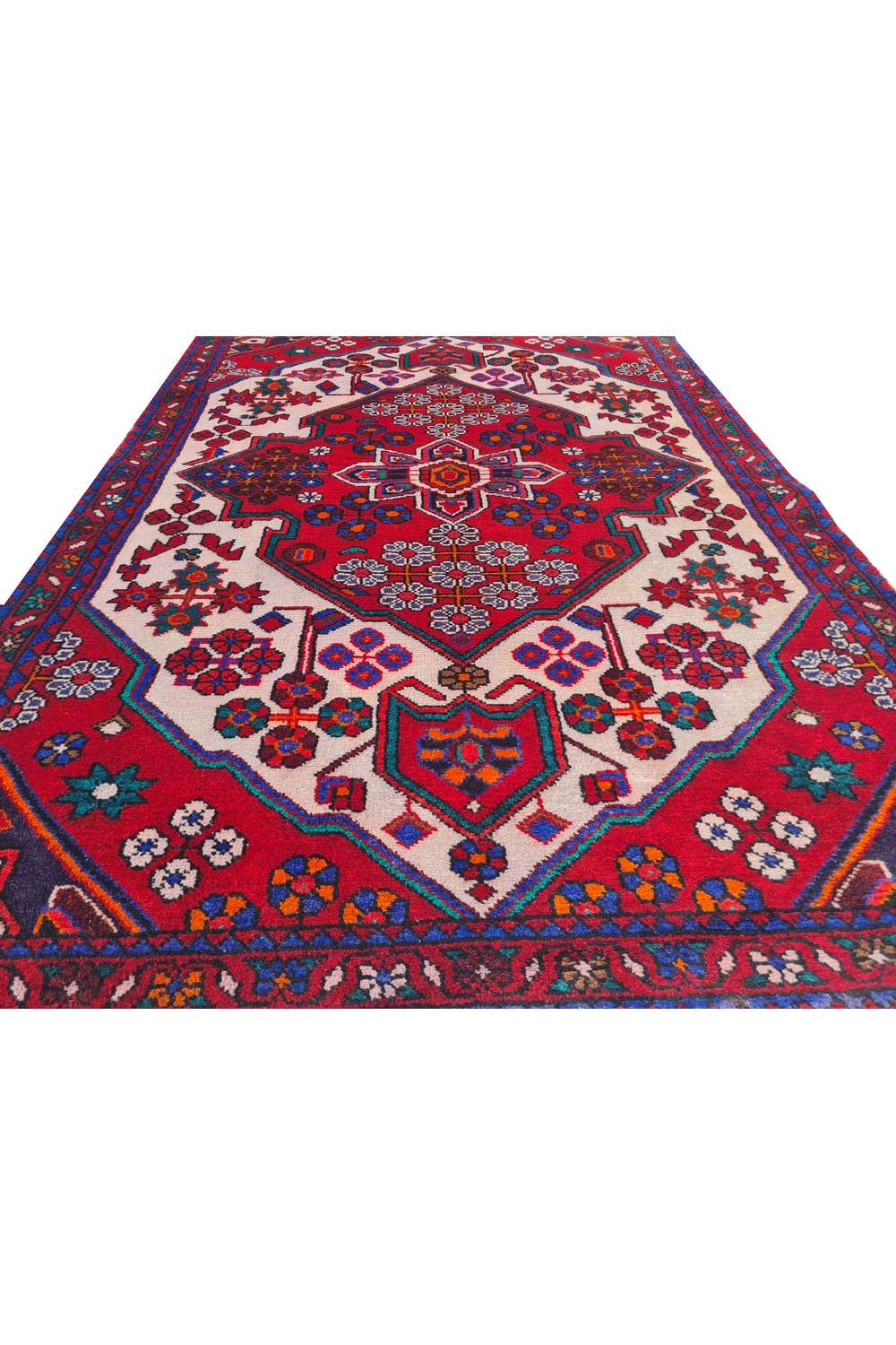 Amazing Hand Knotted Vintage Perian Hamadan Wool Area Rug 5.2 x 3.7 Ft