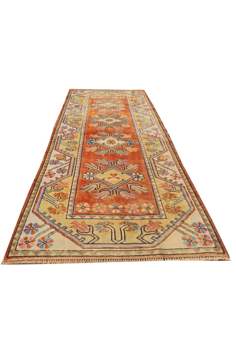 Amazing Hand Knotted Vintage Turkish Kurdi Wool Area Runner Rug 6.5 x 2.8 Ft