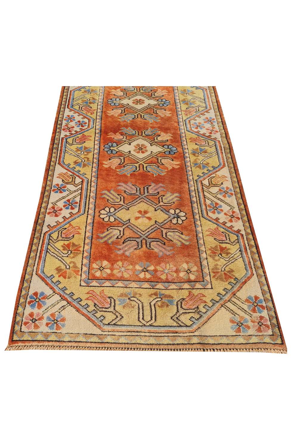Amazing Hand Knotted Vintage Turkish Kurdi Wool Area Runner Rug 6.5 x 2.8 Ft