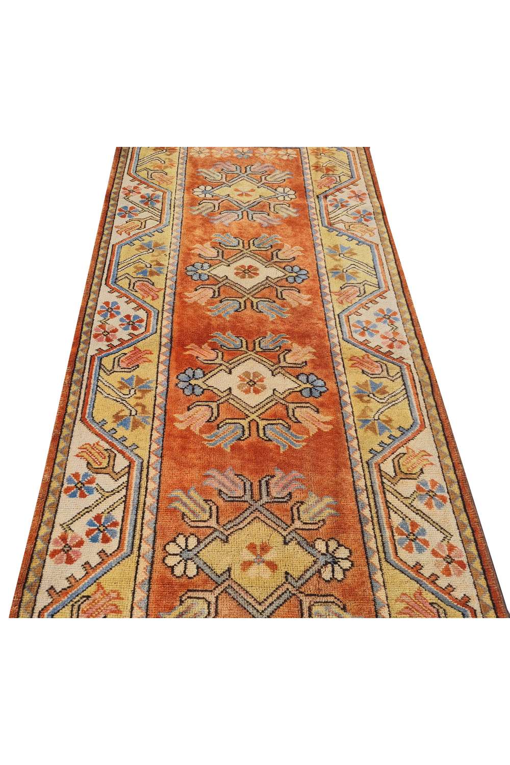 Amazing Hand Knotted Vintage Turkish Kurdi Wool Area Runner Rug 6.5 x 2.8 Ft