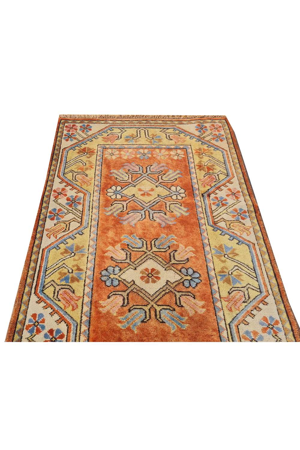Amazing Hand Knotted Vintage Turkish Kurdi Wool Area Runner Rug 6.5 x 2.8 Ft