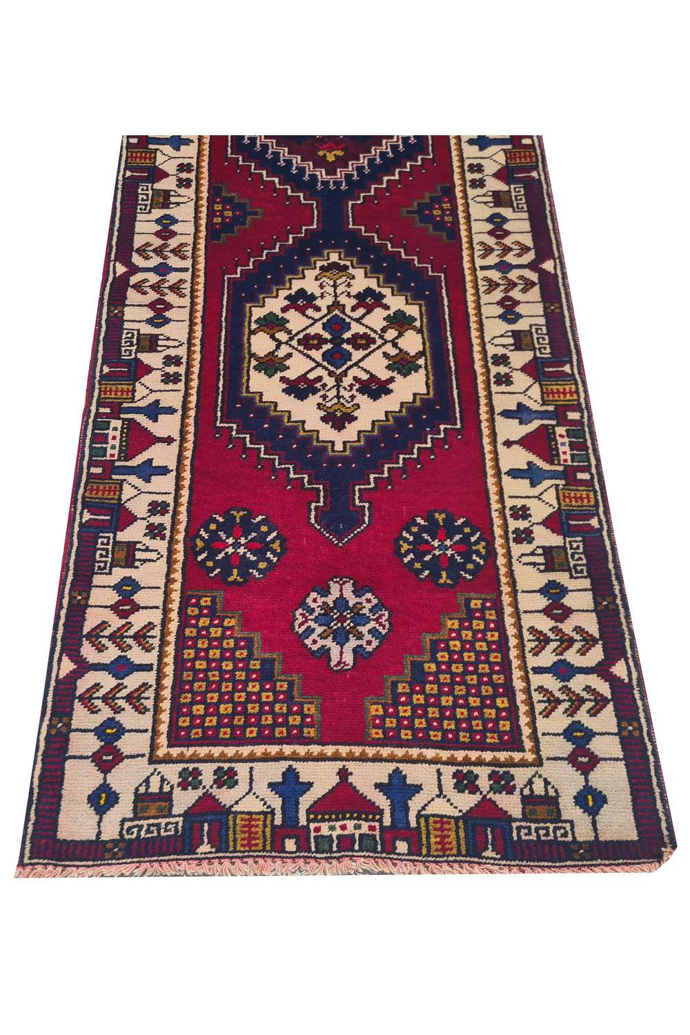 Amazing Hand Knotted Vintage Turkish Wool Area Runner Rug 11 x 3 Ft