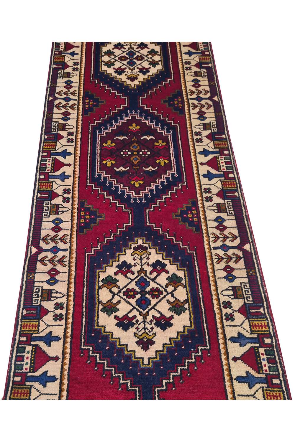 Amazing Hand Knotted Vintage Turkish Wool Area Runner Rug 11 x 3 Ft