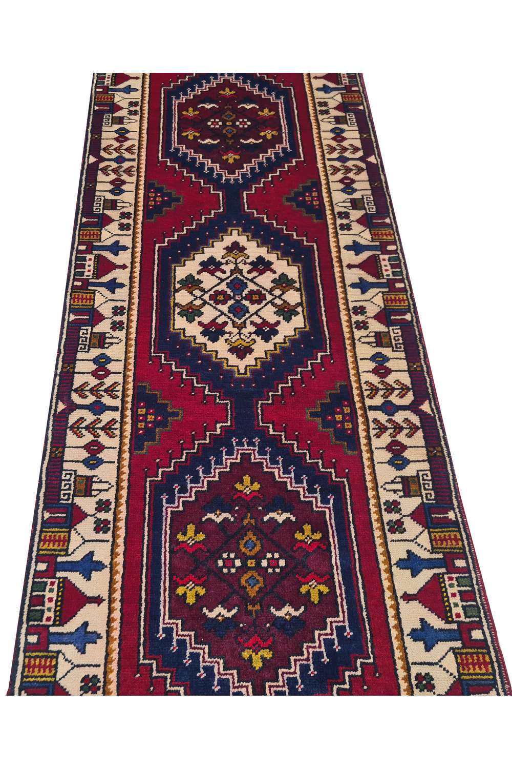 Amazing Hand Knotted Vintage Turkish Wool Area Runner Rug 11 x 3 Ft