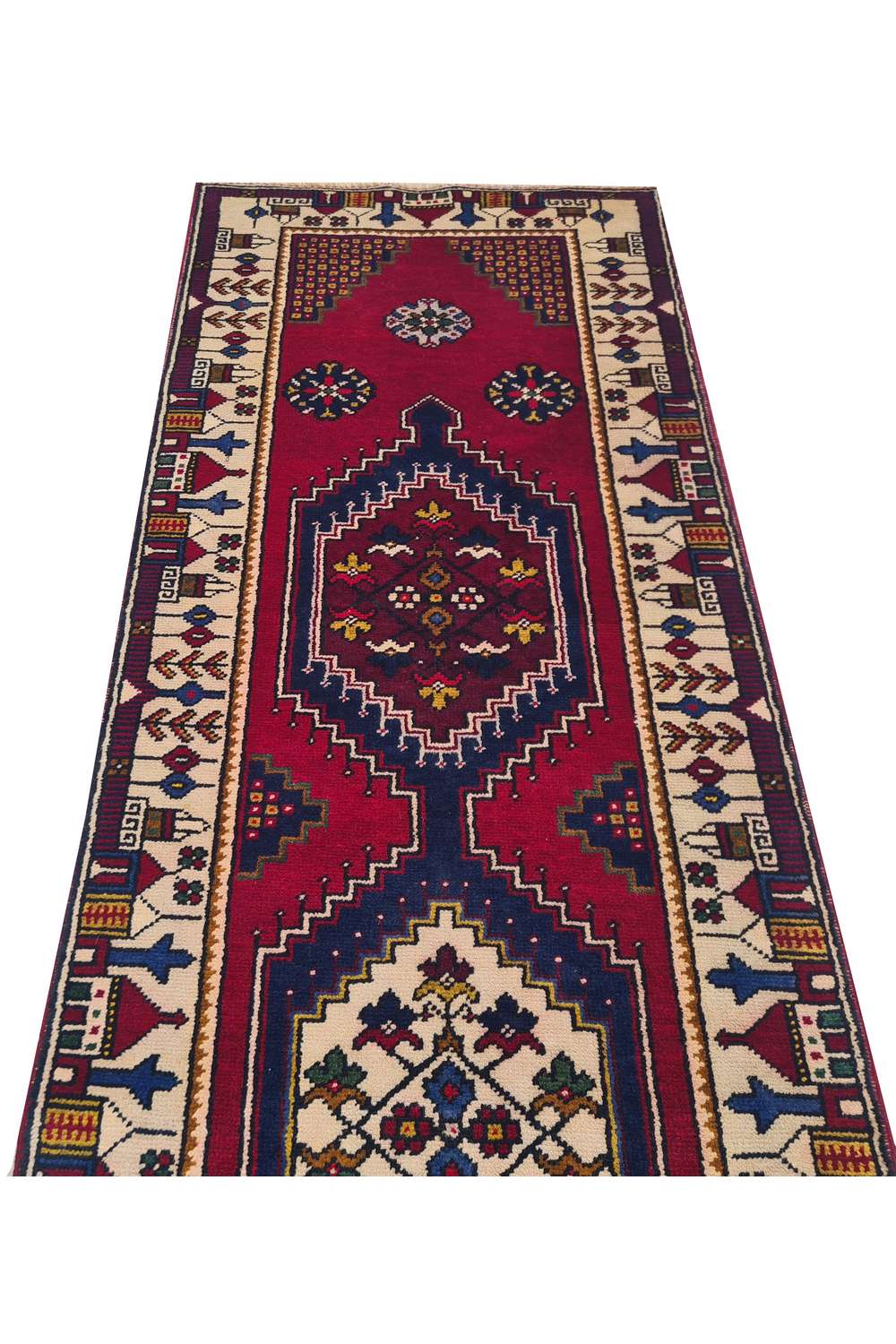Amazing Hand Knotted Vintage Turkish Wool Area Runner Rug 11 x 3 Ft