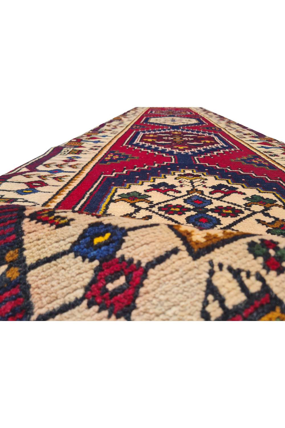 Amazing Hand Knotted Vintage Turkish Wool Area Runner Rug 11 x 3 Ft
