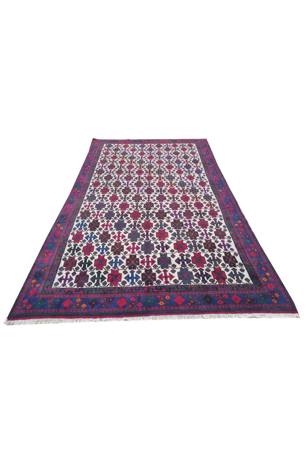 Amazing Hand Knotted Vintage Persian Afshour Wool Area Rug 11.2 x 6.3 Ft