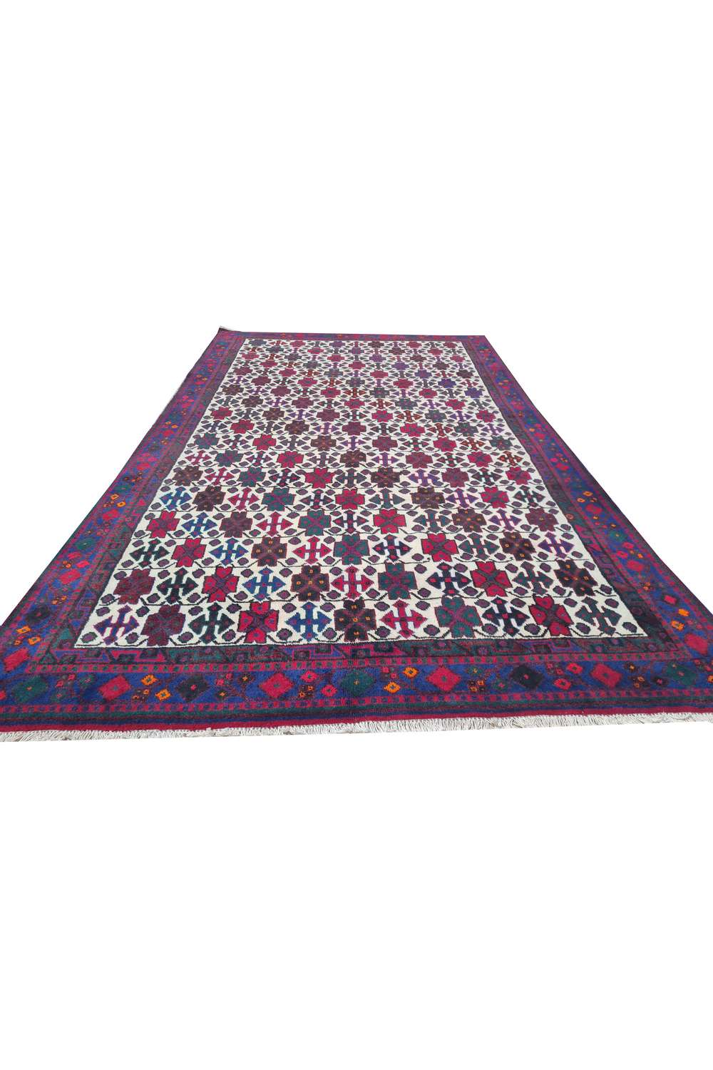 Amazing Hand Knotted Vintage Persian Afshour Wool Area Rug 11.2 x 6.3 Ft