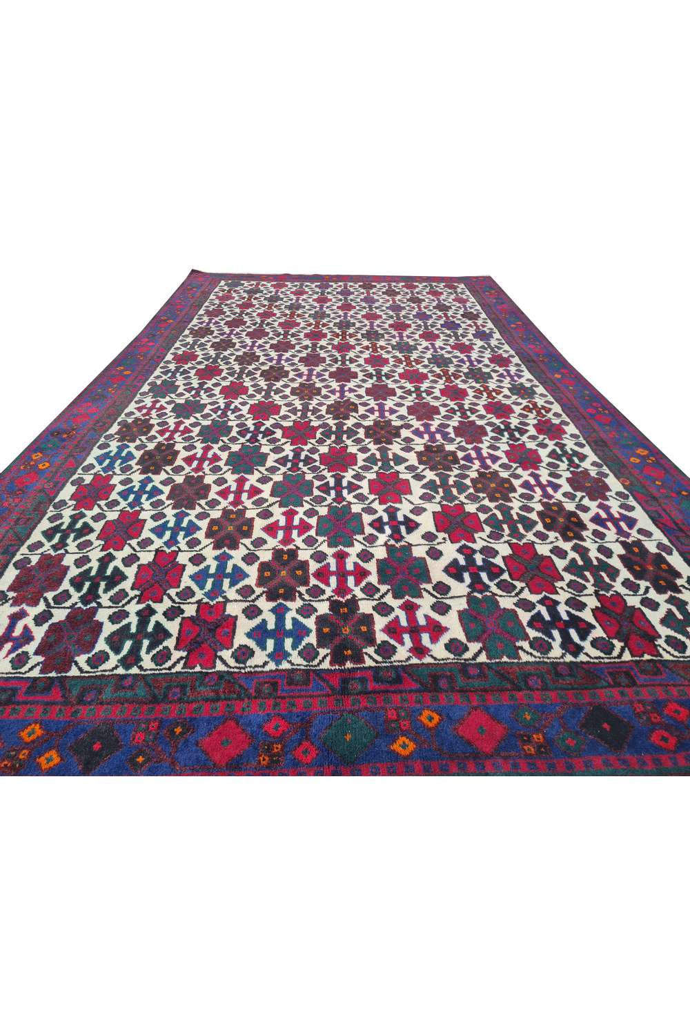 Amazing Hand Knotted Vintage Persian Afshour Wool Area Rug 11.2 x 6.3 Ft