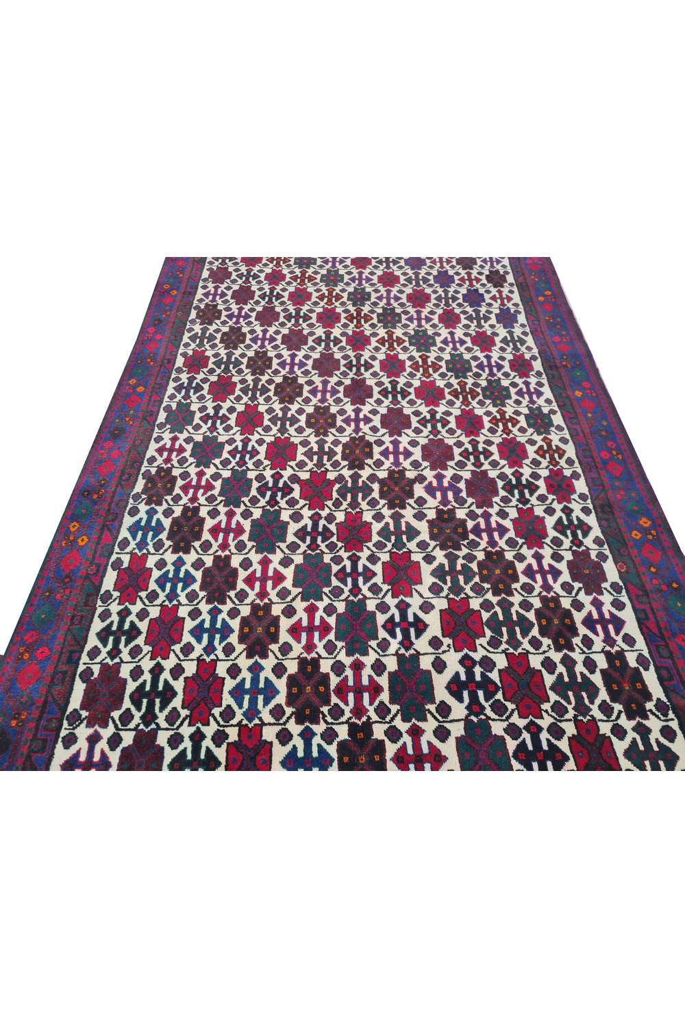 Amazing Hand Knotted Vintage Persian Afshour Wool Area Rug 11.2 x 6.3 Ft