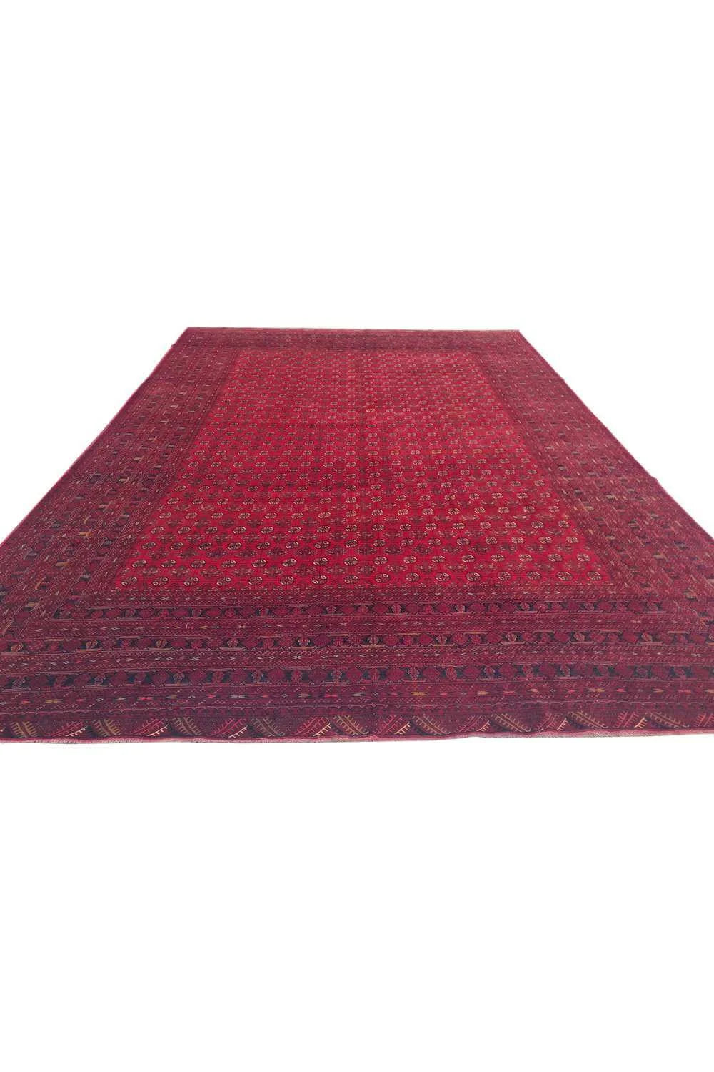 Amazing Hand Knotted Antique Afghan Turkmen Moori Wool Area Rug 11.4 x 7.11 Ft