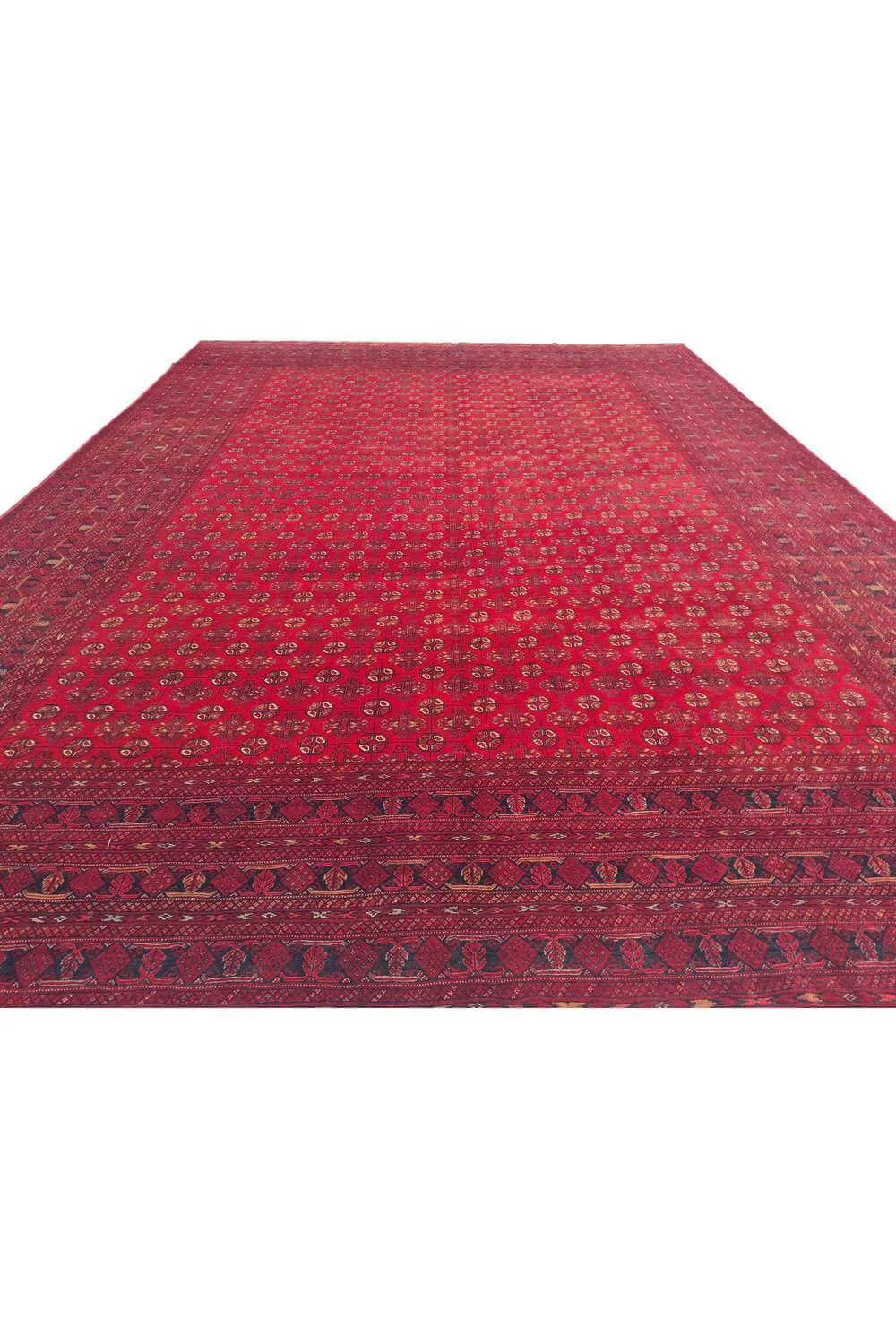 Amazing Hand Knotted Antique Afghan Turkmen Moori Wool Area Rug 11.4 x 7.11 Ft