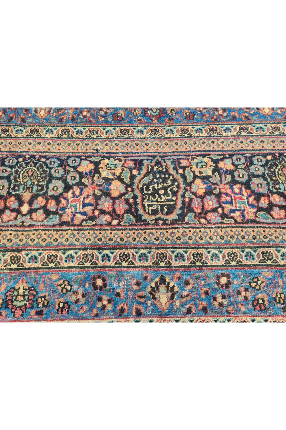 Amazing Hand Knotted Antique Persian Mashad Wool Area Rug 12.10 x 9.3 Ft