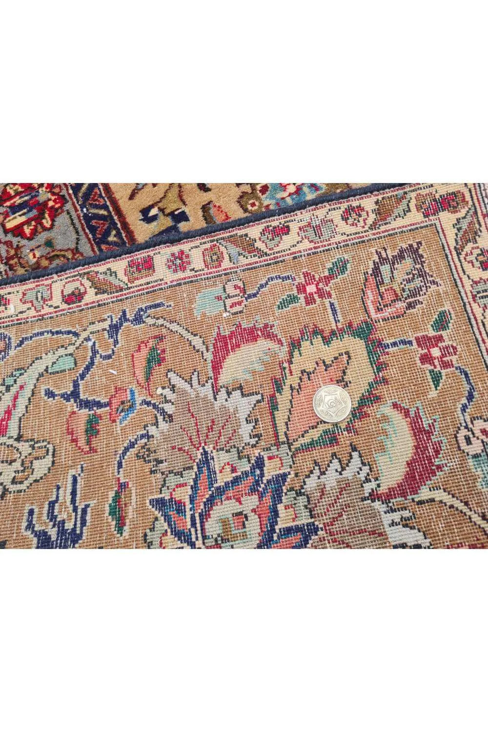 Authentic Hand Knotted Vintage Tabreez Wool Area Rug 12.6 x 9.3 Ft