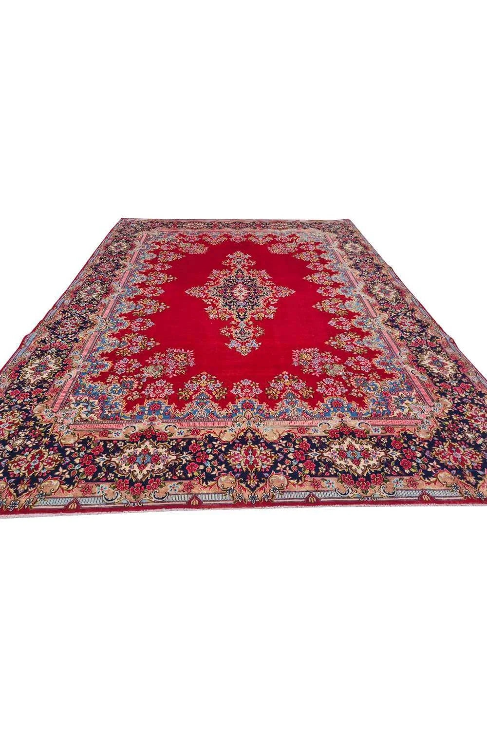 Authentic Hand Knotted Antique Qashoun Wool Area Rug 13.8 x 10.6 Ft