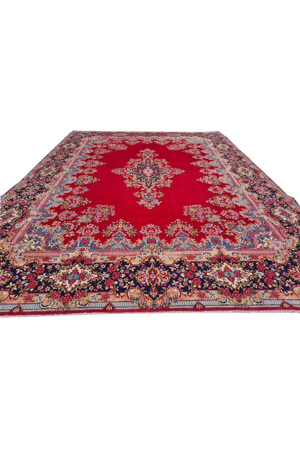 Authentic Hand Knotted Antique Qashoun Wool Area Rug 13.8 x 10.6 Ft