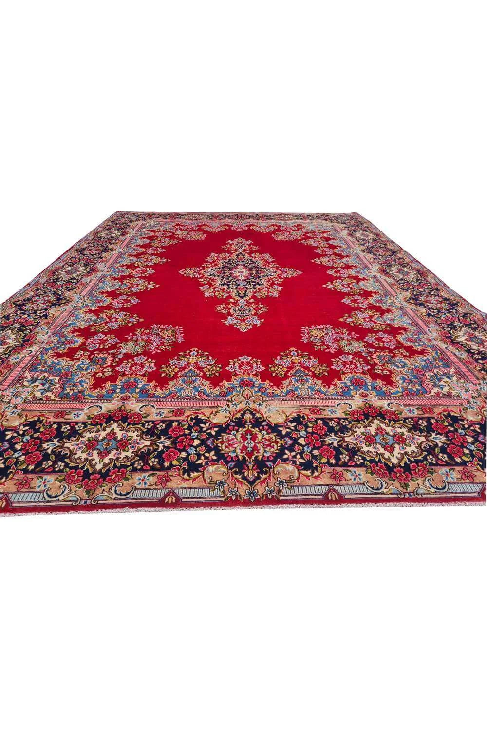 Authentic Hand Knotted Antique Qashoun Wool Area Rug 13.8 x 10.6 Ft