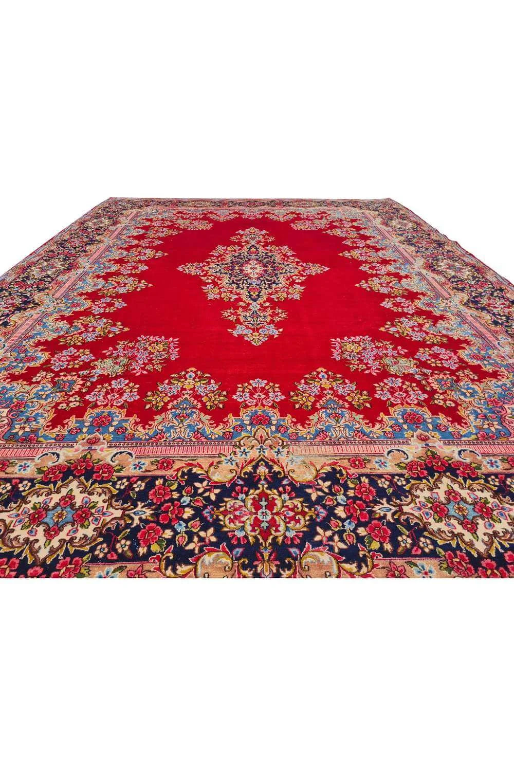 Authentic Hand Knotted Antique Qashoun Wool Area Rug 13.8 x 10.6 Ft