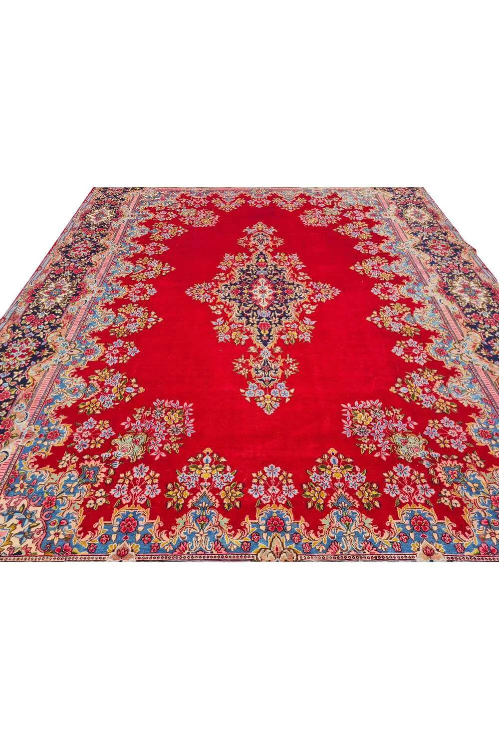 Authentic Hand Knotted Antique Qashoun Wool Area Rug 13.8 x 10.6 Ft