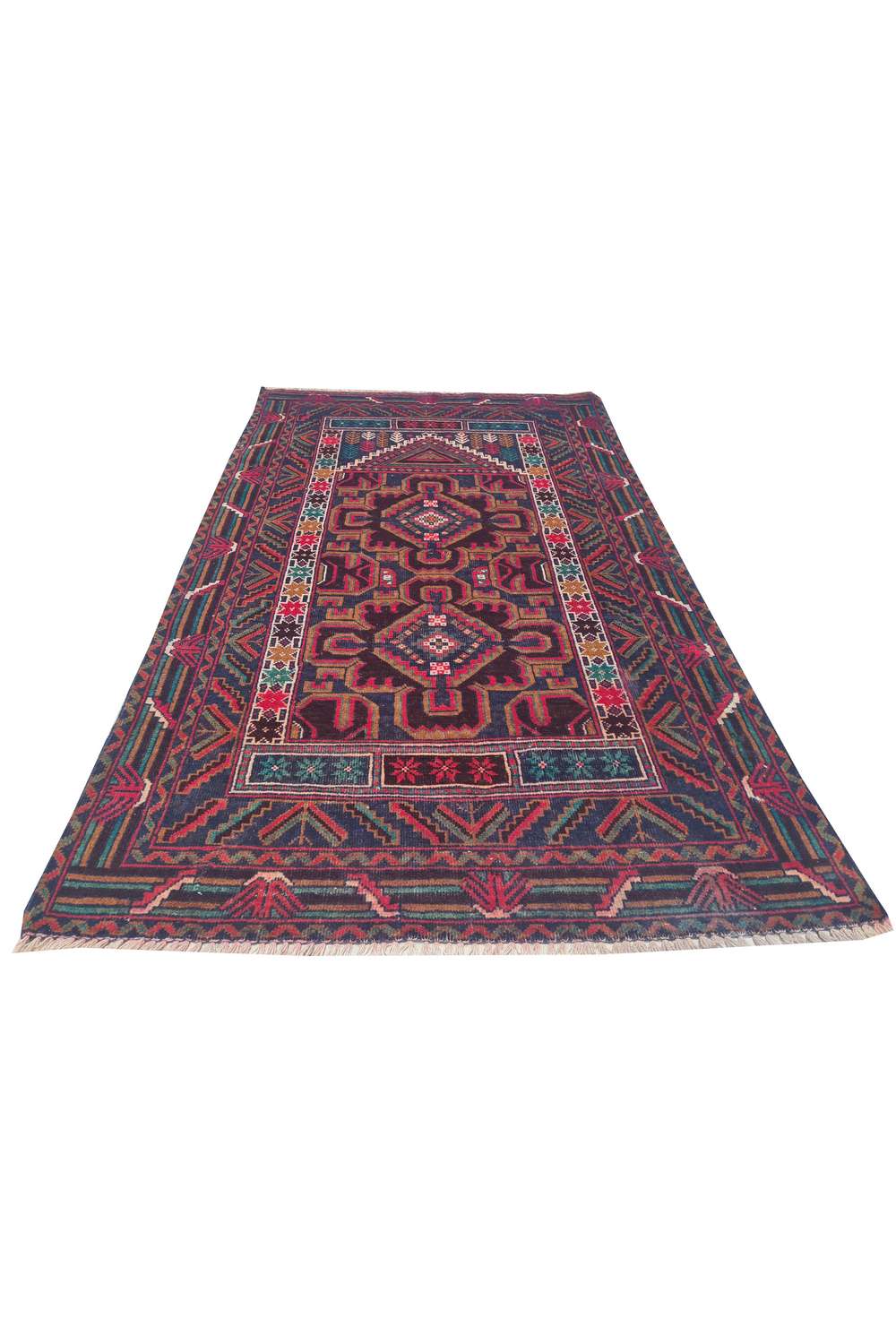 Rare Hand Knotted Vintage Afghan Adras Khan Balouch Wool Area Rug 4.8 x 2.10 Ft