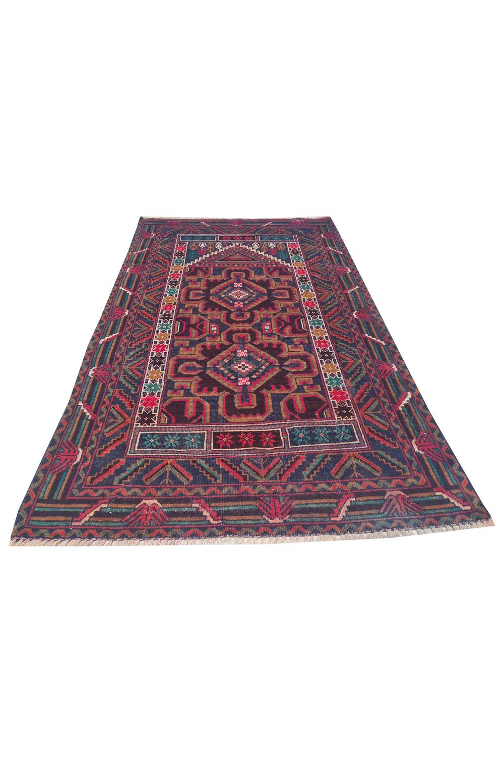 Rare Hand Knotted Vintage Afghan Adras Khan Balouch Wool Area Rug 4.8 x 2.10 Ft
