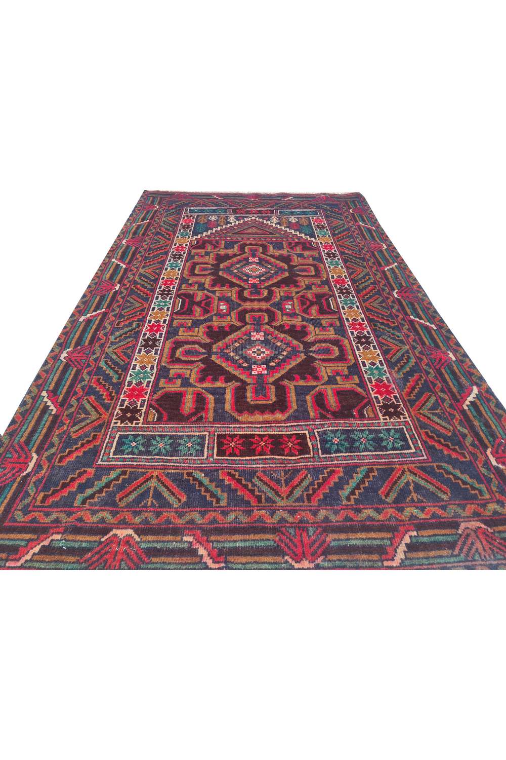Rare Hand Knotted Vintage Afghan Adras Khan Balouch Wool Area Rug 4.8 x 2.10 Ft