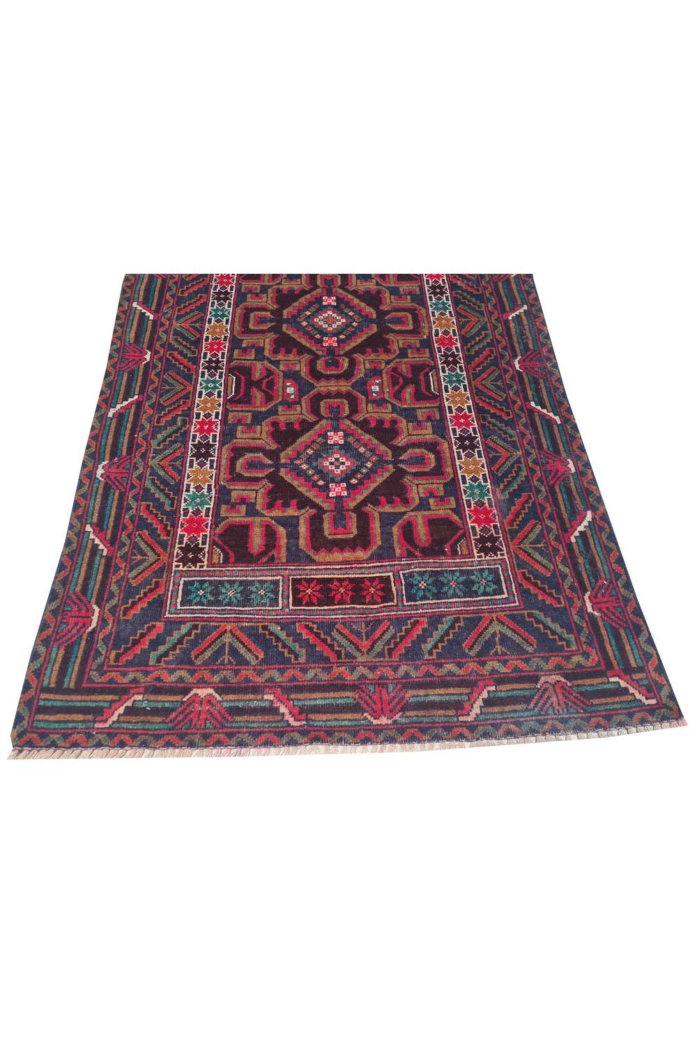 Rare Hand Knotted Vintage Afghan Adras Khan Balouch Wool Area Rug 4.8 x 2.10 Ft