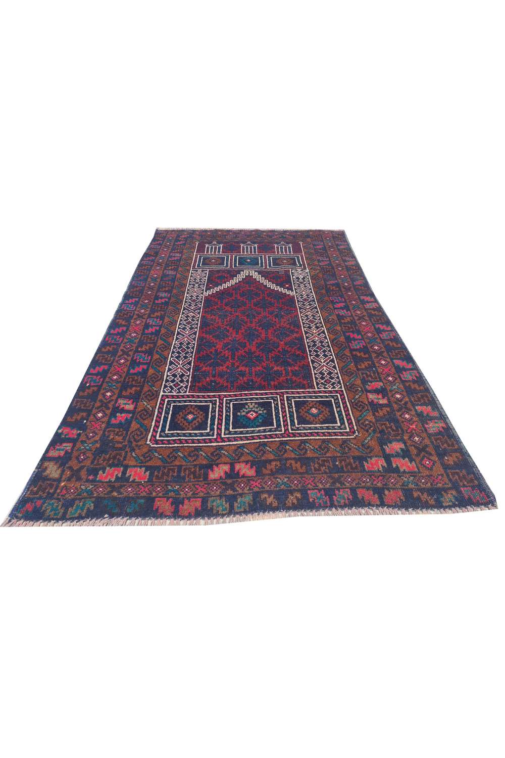 Rare Hand Knotted Vintage Afghan Adras Khan Balouch Wool Area Rug 4.5 x 2.9 Ft