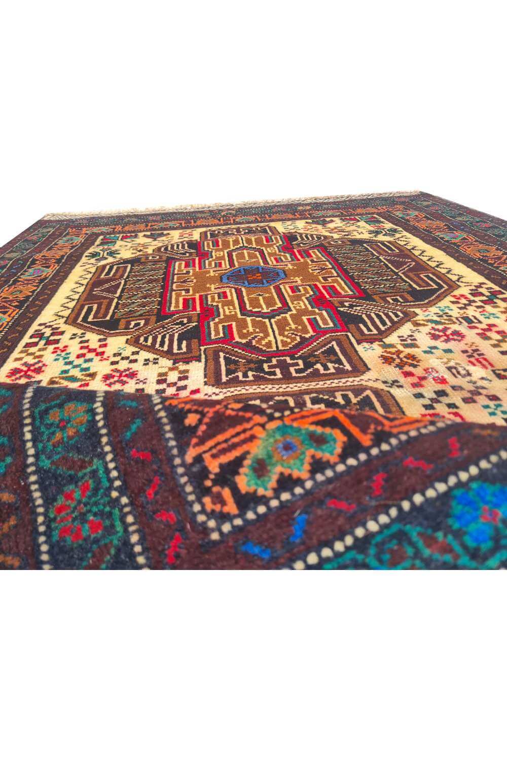 Rare Hand Knotted Vintage Afghan Adras Khan Balouch Wool Area Rug 4.4 x 2.9 Ft