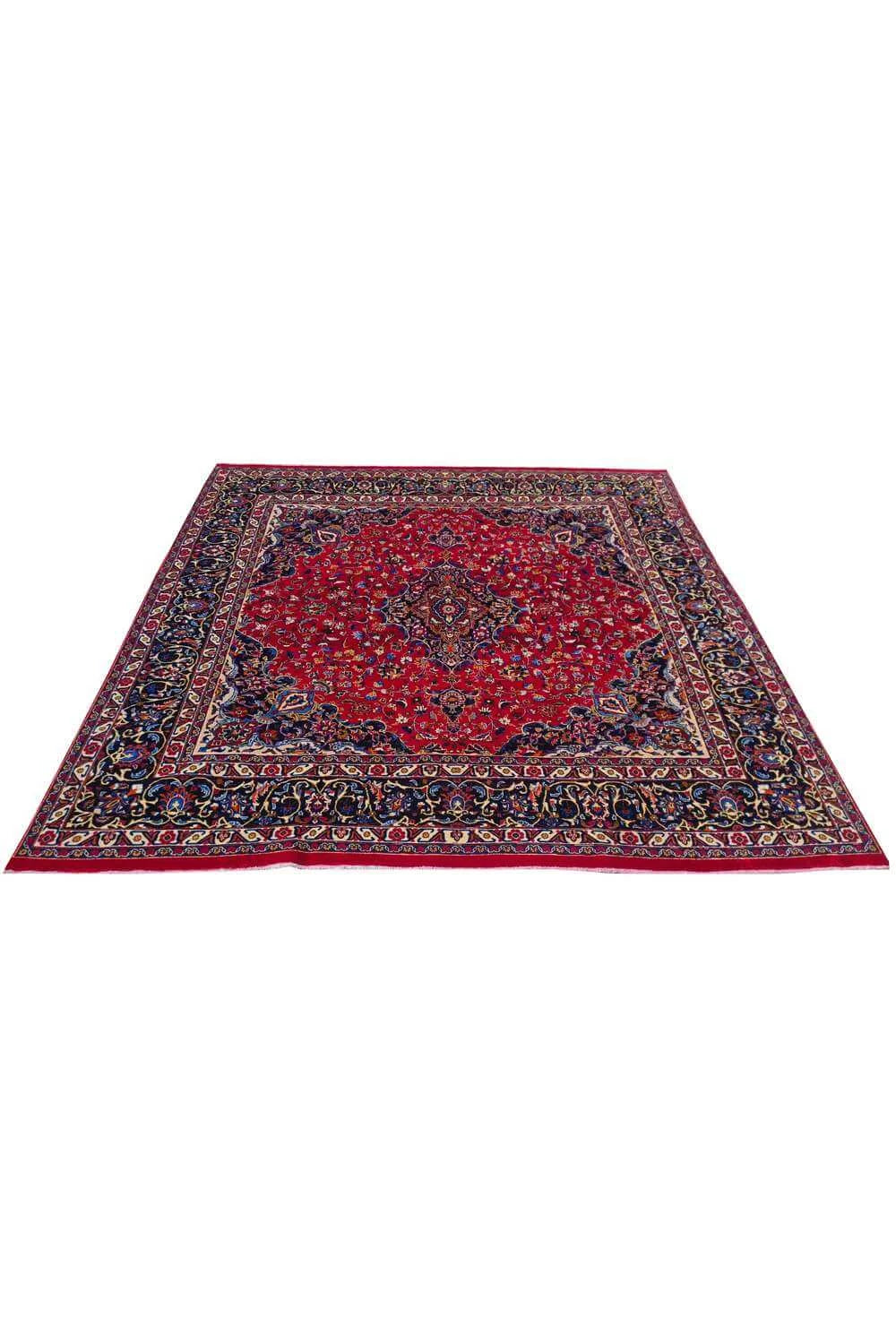 Amazing Hand Knotted Vintage Mashad Wool Area Rug 10.0 x 9.5 Ft