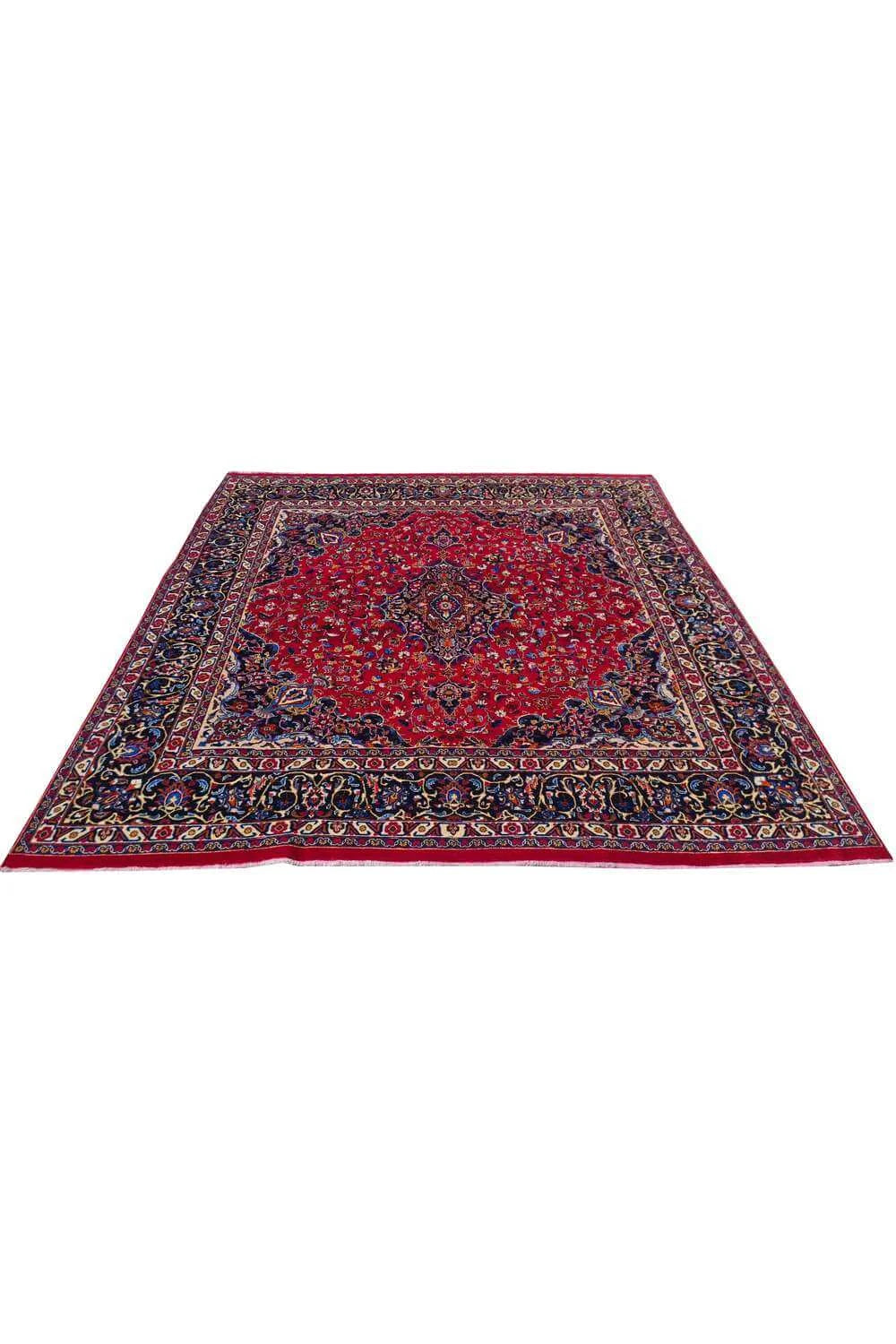 Amazing Hand Knotted Vintage Mashad Wool Area Rug 10.0 x 9.5 Ft