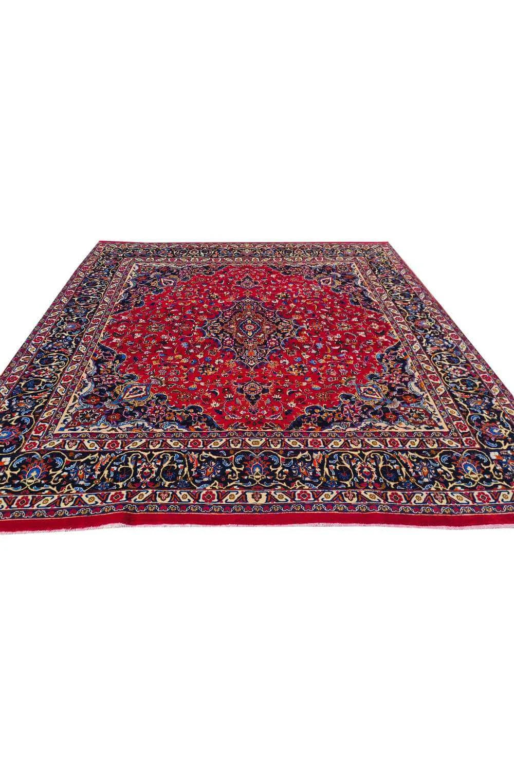 Amazing Hand Knotted Vintage Mashad Wool Area Rug 10.0 x 9.5 Ft