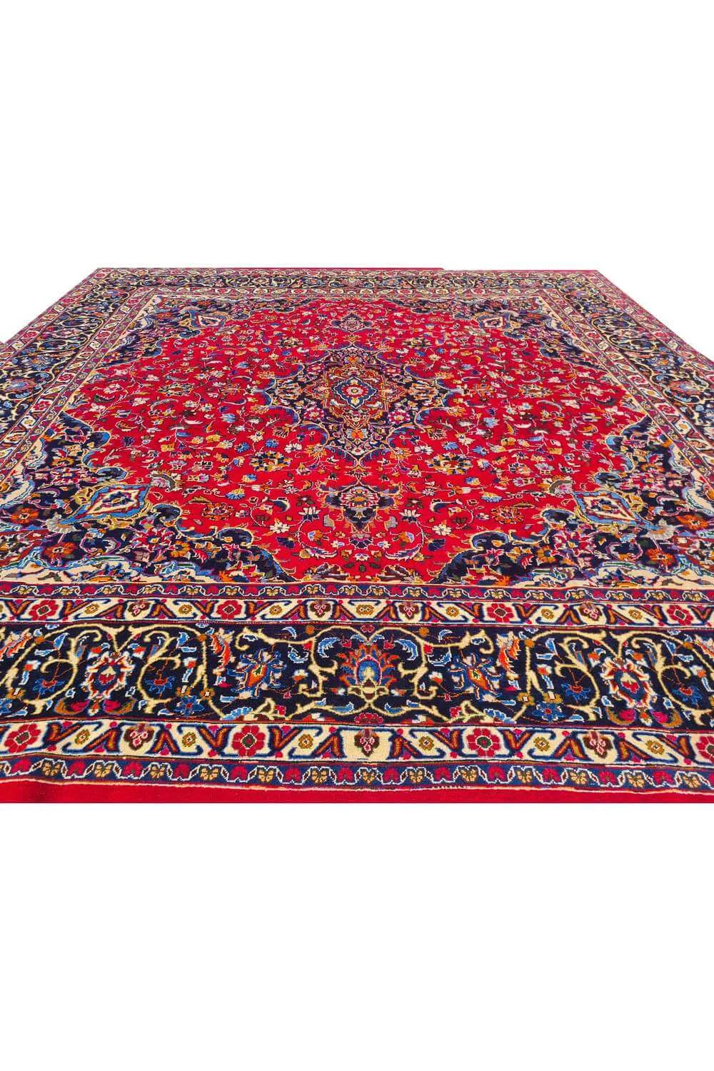 Amazing Hand Knotted Vintage Mashad Wool Area Rug 10.0 x 9.5 Ft