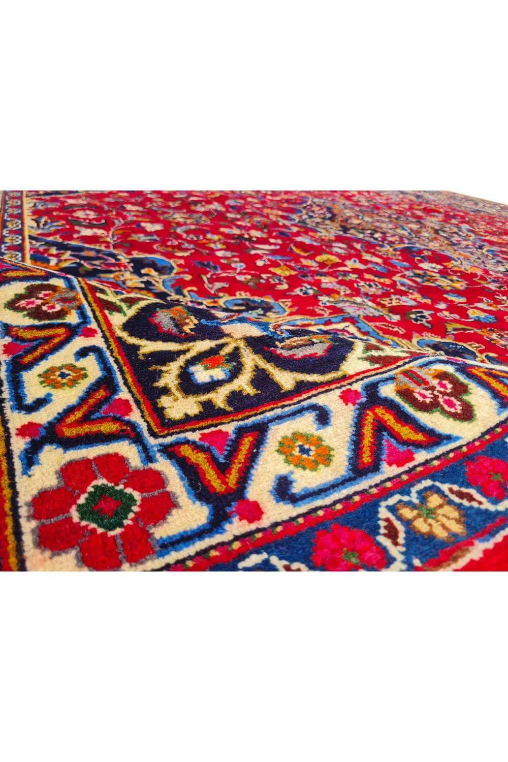 Amazing Hand Knotted Vintage Mashad Wool Area Rug 10.0 x 9.5 Ft