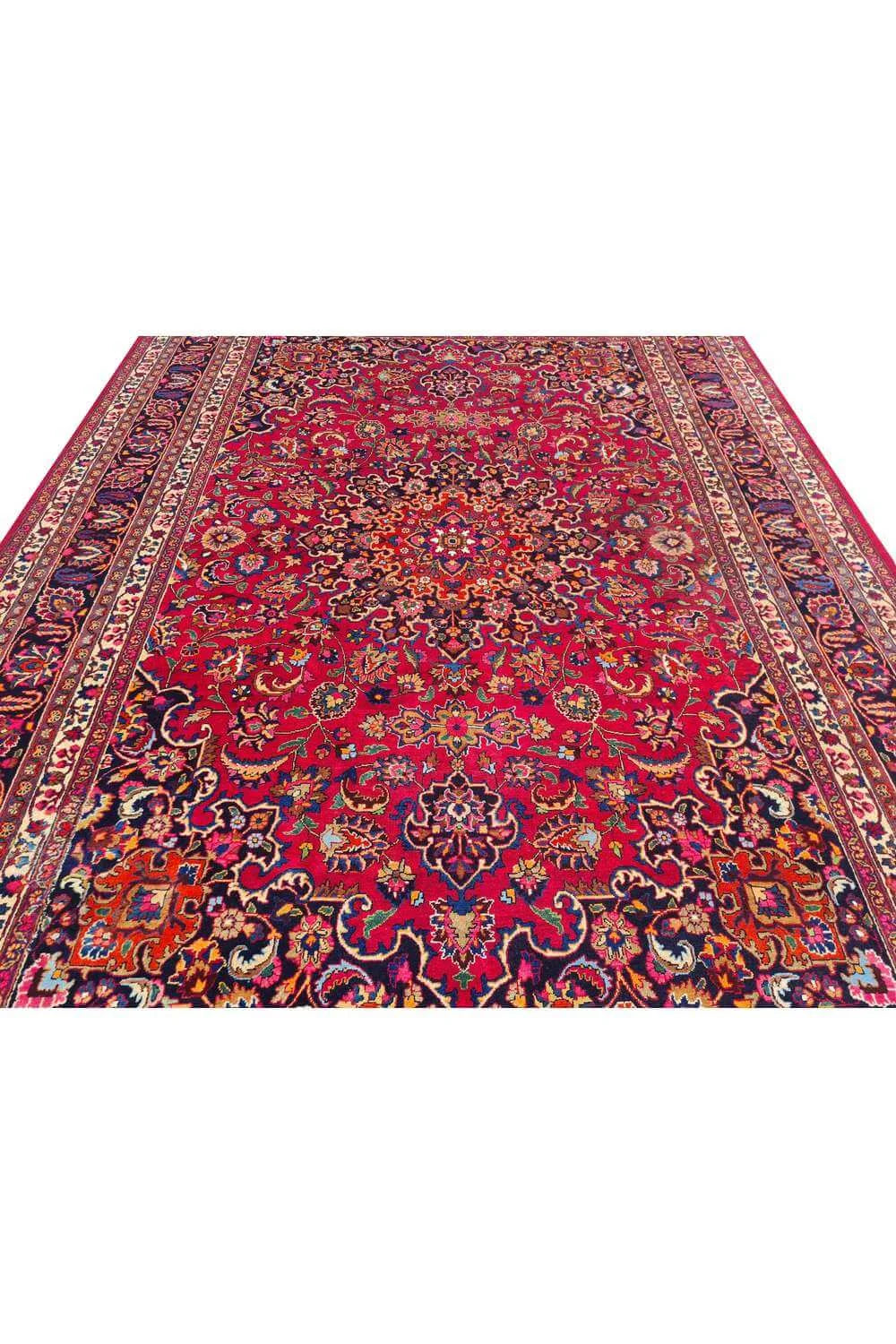 Amazing Hand Knotted Vintage Mashad Wool Area Rug 11.9 x 8.2 Ft